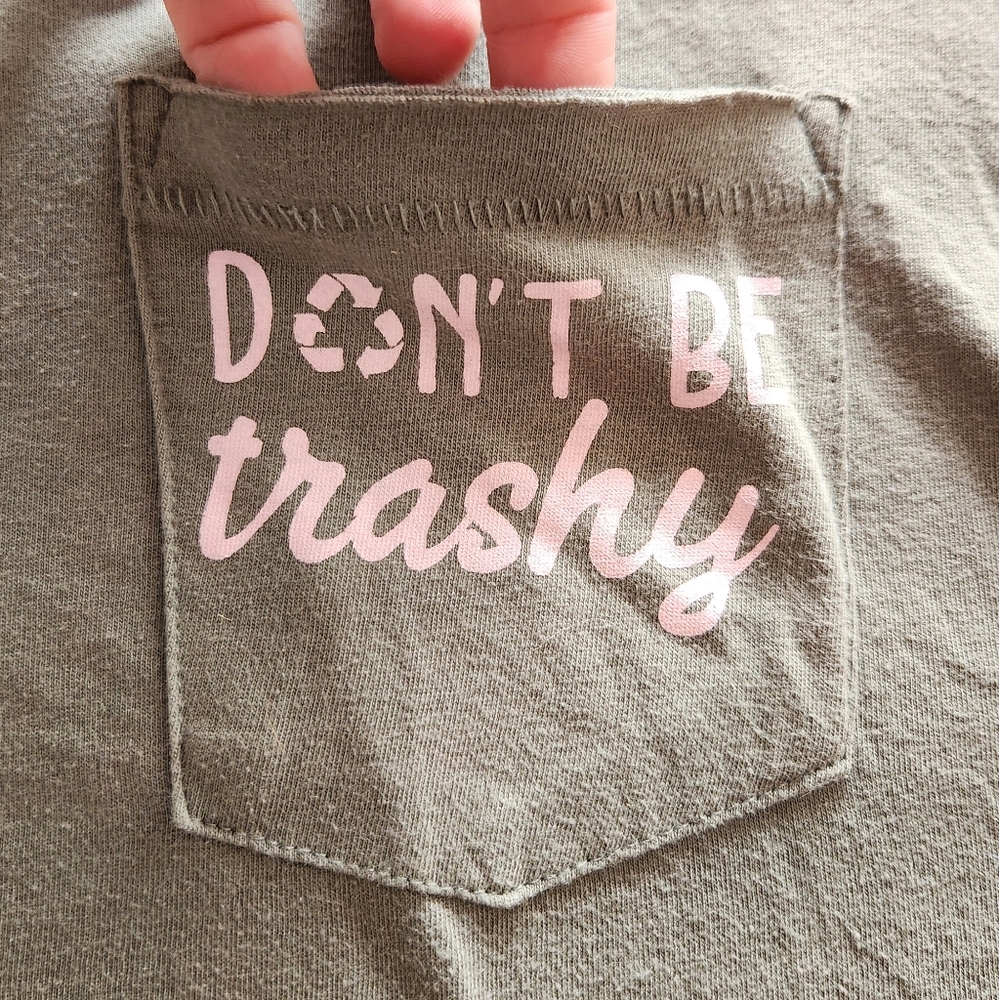Recycled Revolution 'Don't Be Trashy' Cropped Tee - Picture 2 of 6